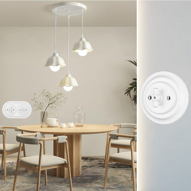 Vintage style flush mounted porcelain rotary switch