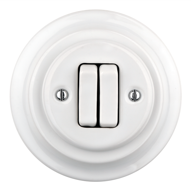 2 Gang Flush-mounted Retro Porcelain Rocker Switch