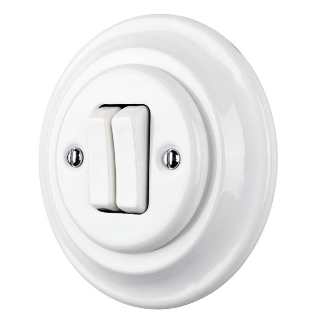 2 Gang Flush-mounted Retro Porcelain Rocker Switch