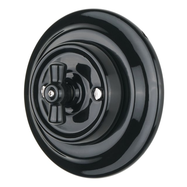 Retro style flush mounted ceramic rotary switch