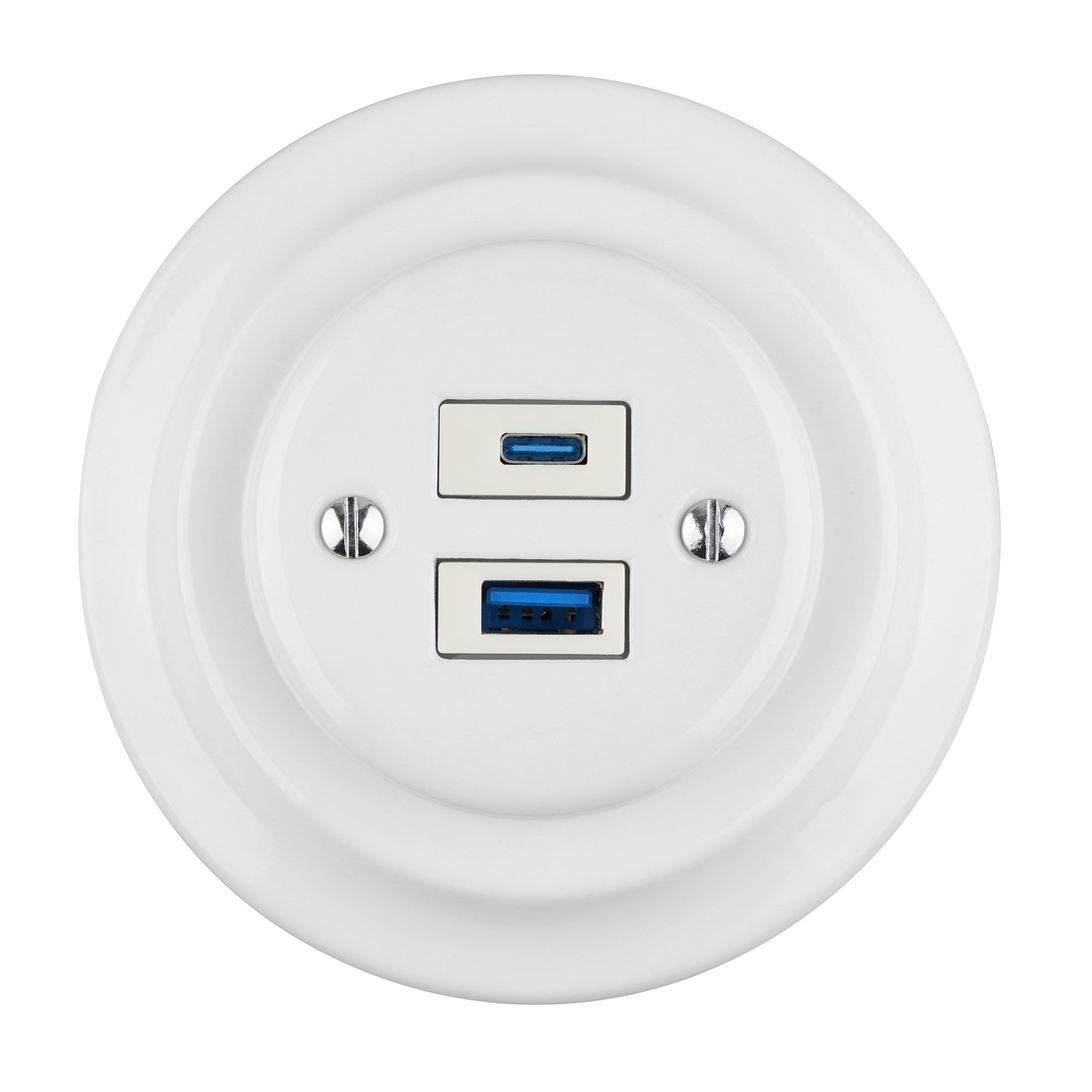 Ceramic USB-A+USB-C 20W 5V-4A Flush Mounted Charging Socket
