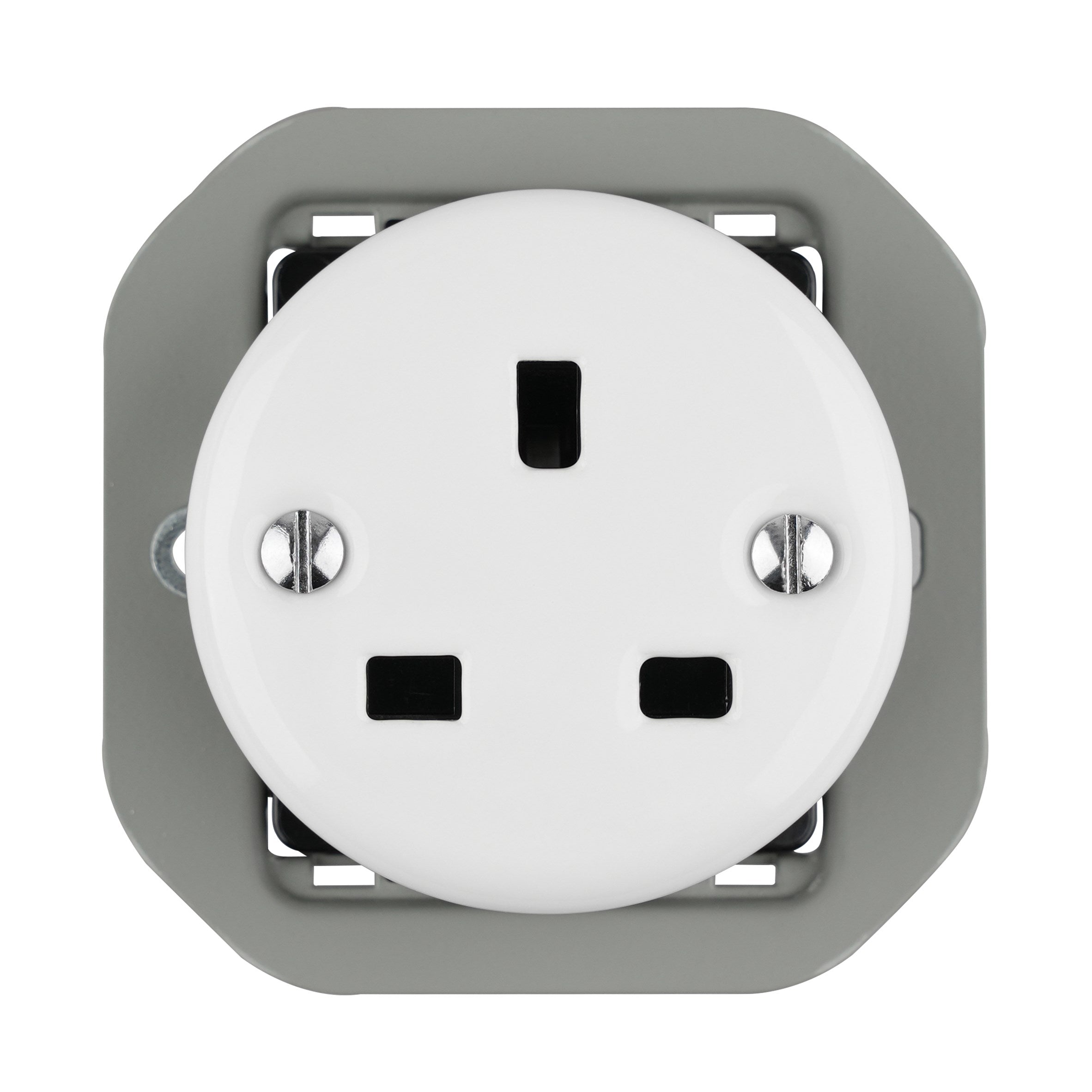 Stylish Retro Ceramic UK Standard Flush Mounted Wall Socket
