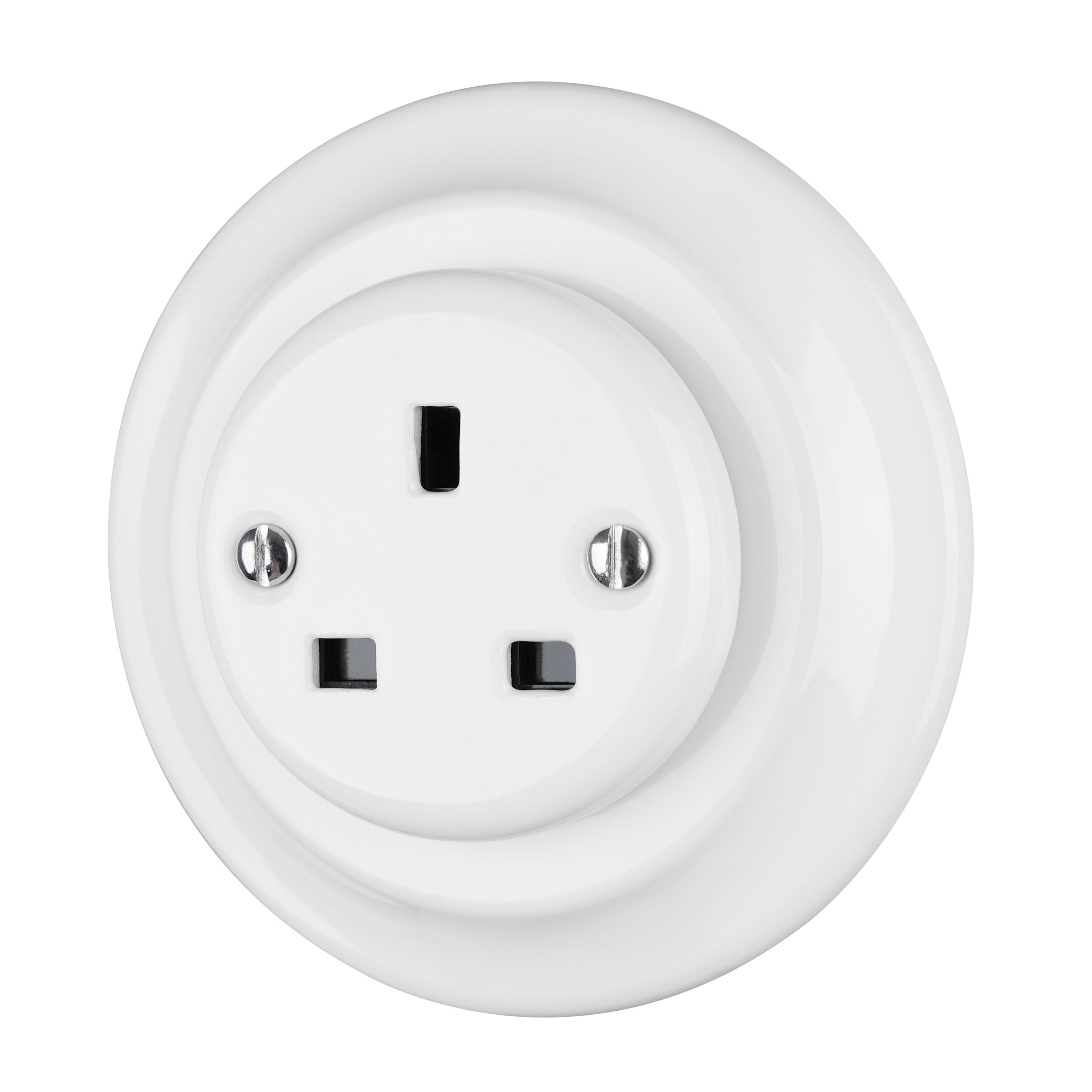Stylish Retro Ceramic UK Standard Flush Mounted Wall Socket