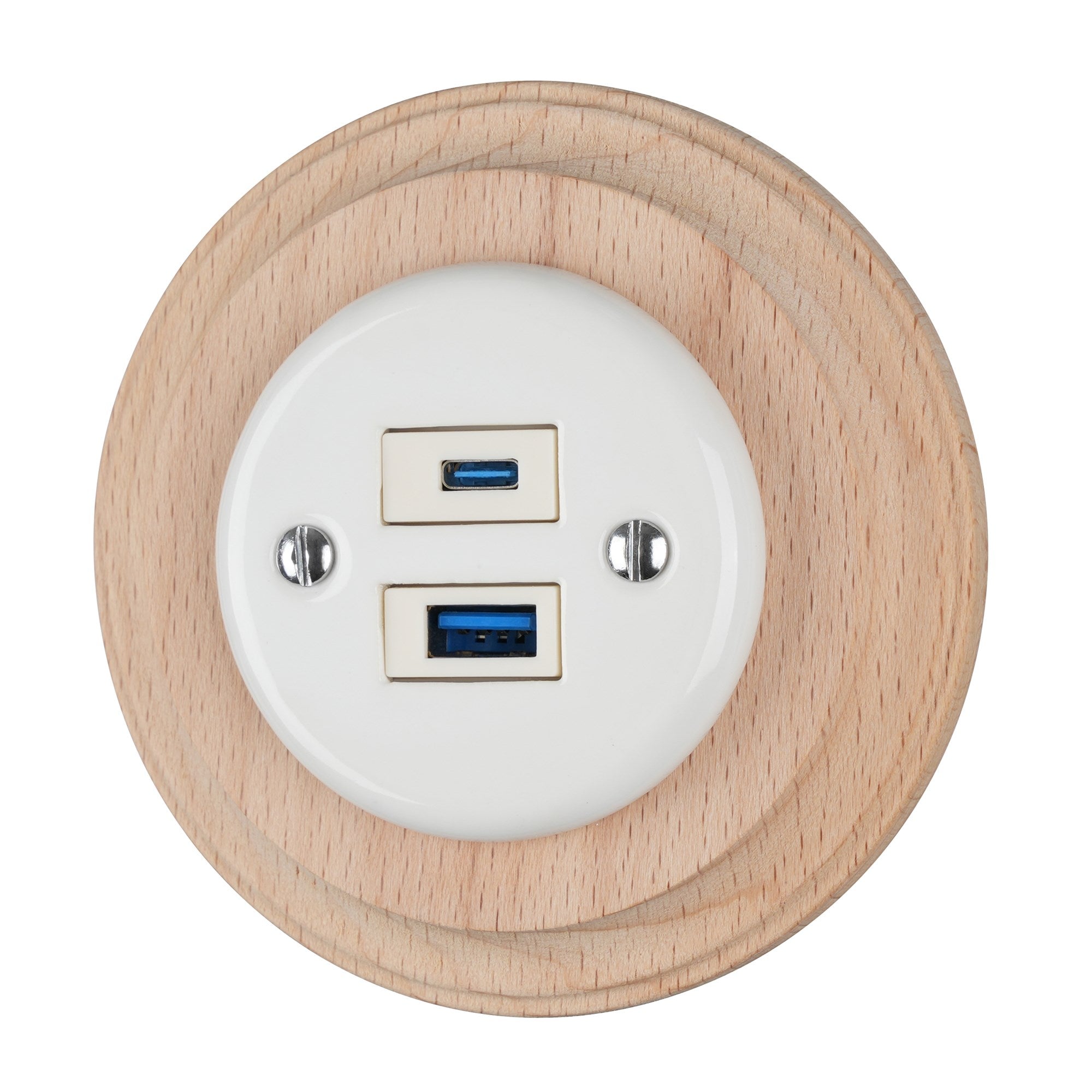 Ceramic USB-A+USB-C 20W 5V-4A Flush Mounted Charging Socket