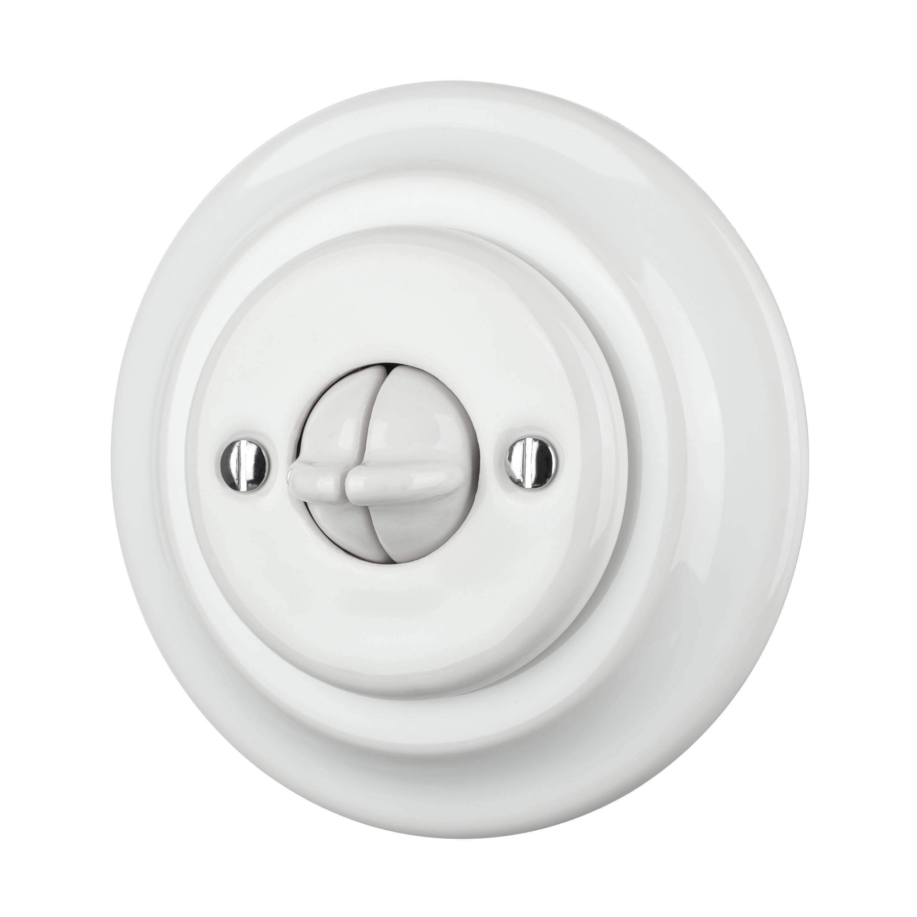 New Arrival 2 Gang Vintage Ceramic Round Toggle Electric Switch