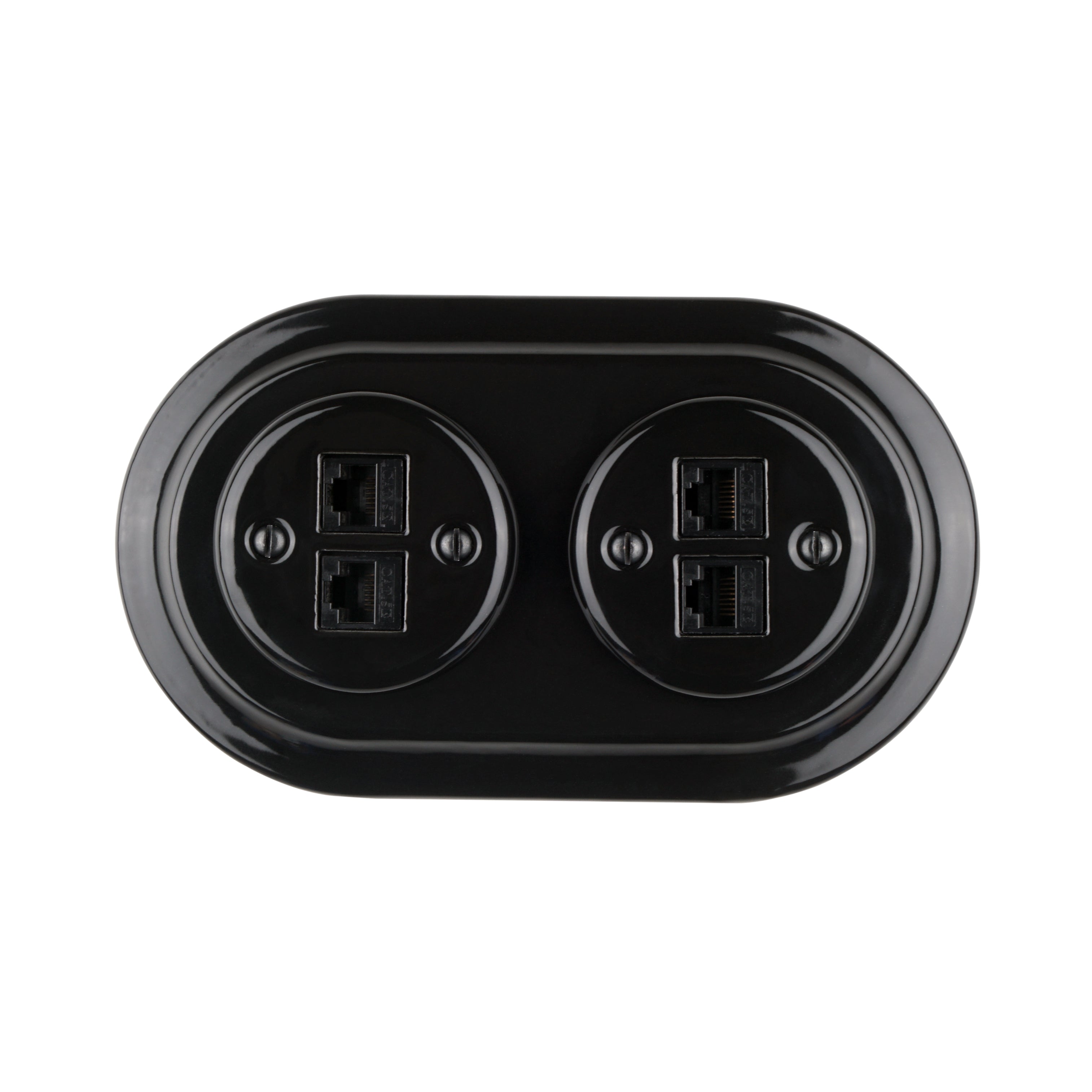 2xRJ11 Ceramic Vintage Telephone Interface Wall Socket