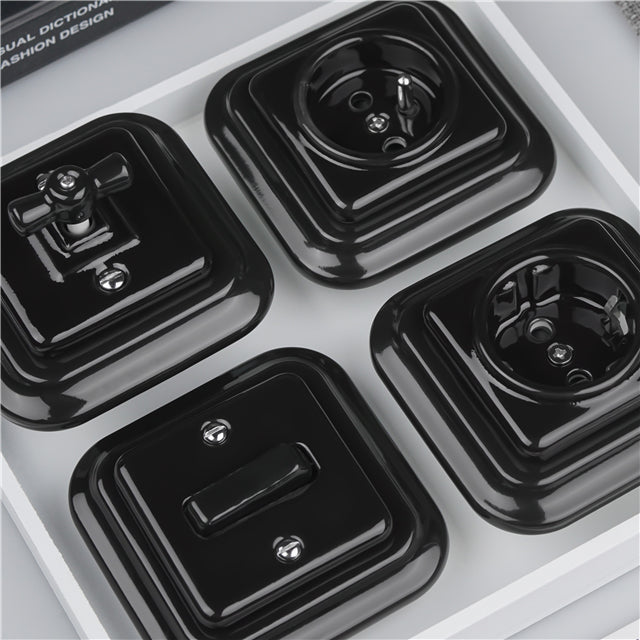 Porcelain Flush-mounted Square French Electric Power Charging Wall Socket