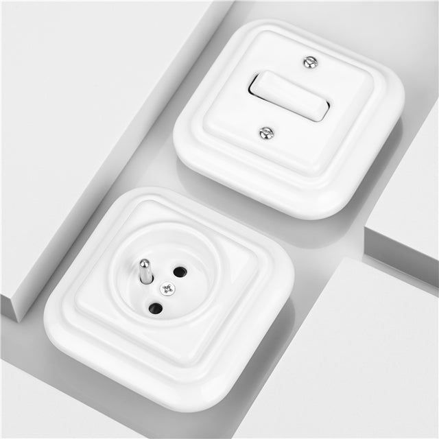Porcelain Flush-mounted Square French Electric Power Charging Wall Socket