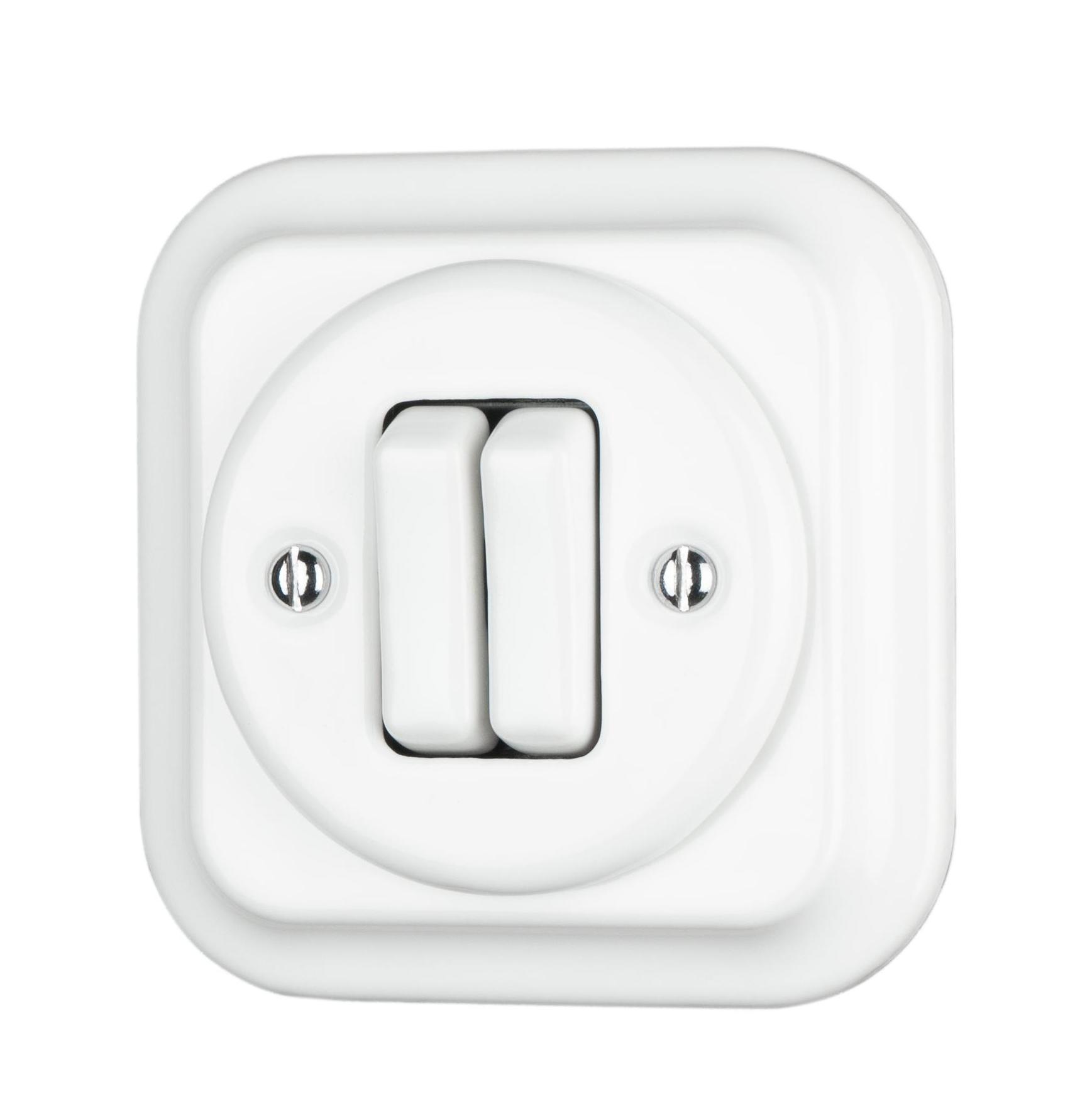 Retro Comfortable Flush Mounted Ceramic Square Button Vintage Switch