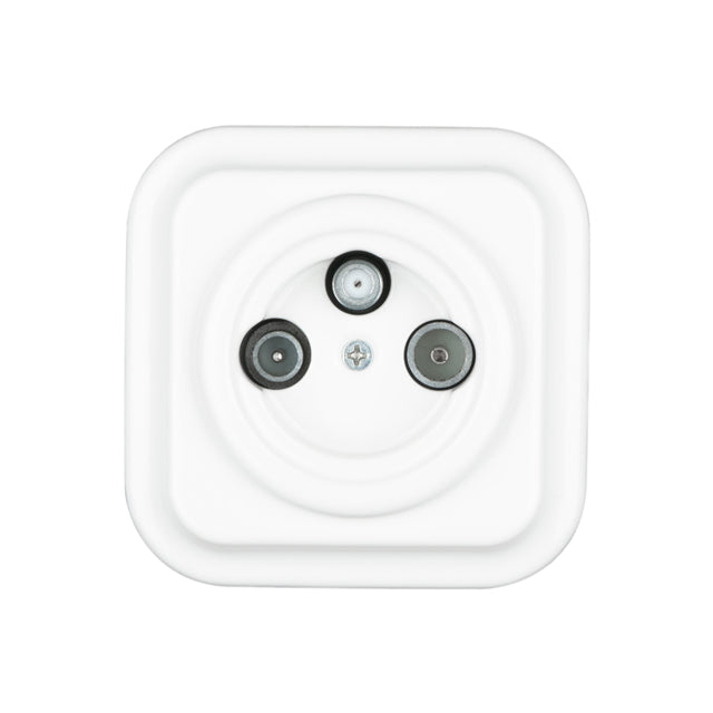 Dia.100mm Ceramic Glazed Retro Recessed TV/SAT Wall Socket