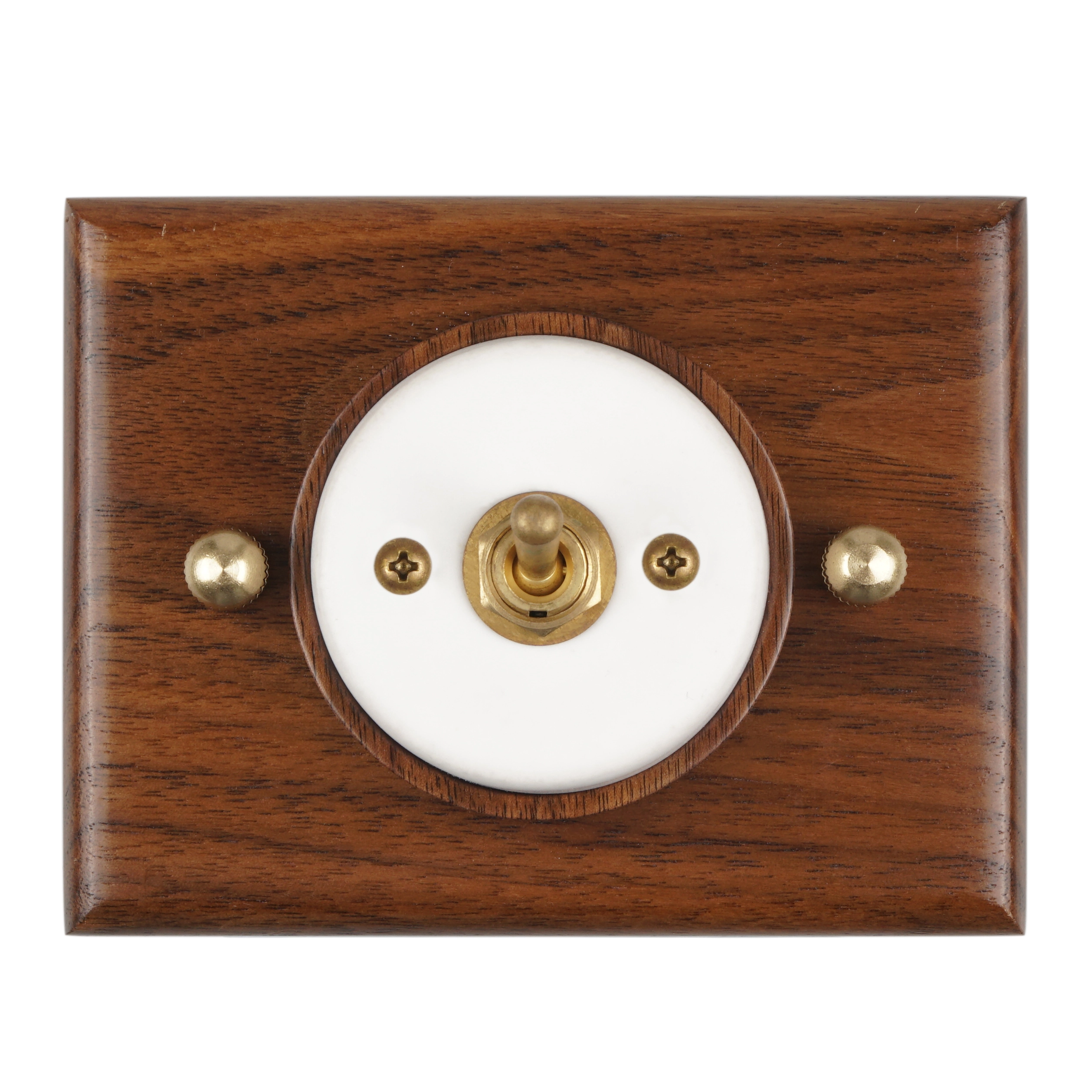 Luxury Double Brass Toggle Wall Switch with Walnut Wood Base