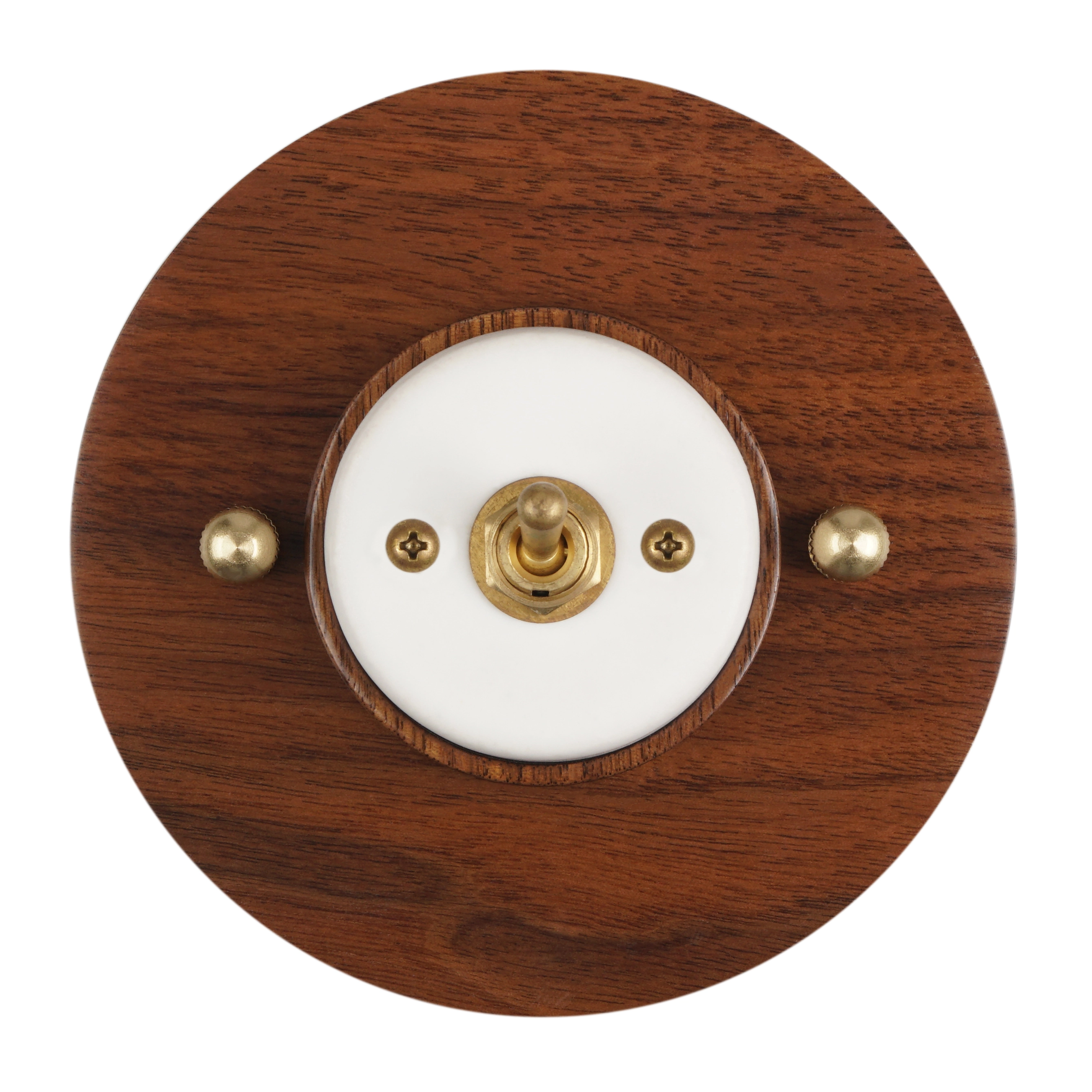 Luxury Double Brass Toggle Wall Switch with Walnut Wood Base