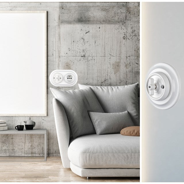 Retro style flush mounted ceramic rotary switch